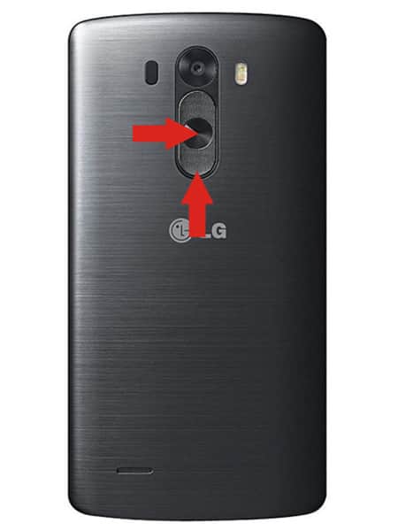Klawisze twardego resetu Sposób 3 w telefonach LG G3, G4, G5, G7 i podobnych