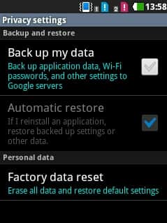 Factory data reset LG Optimus Chic, Optimus Sol and similar series