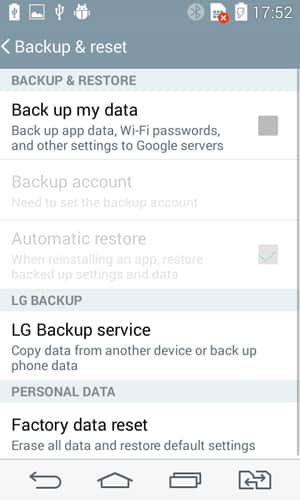 Backup-Reset auf LG G3, G4, G5, G7