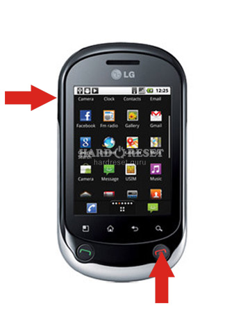 Клавіші жорсткого скидання LG Optimus Chat